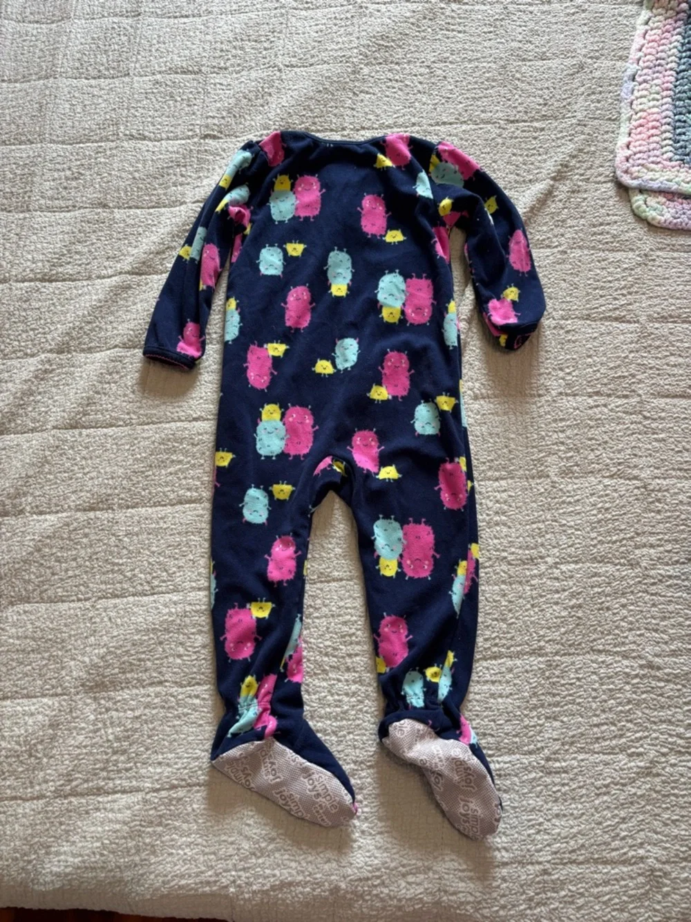 carter’s monster print fleece footie for toddler